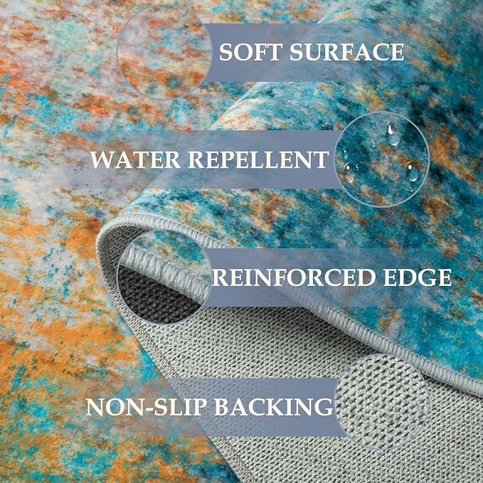 RELEANY Washable Area Rugs 5'x7' Non-Slip Modern Abstract Soft - Image 4
