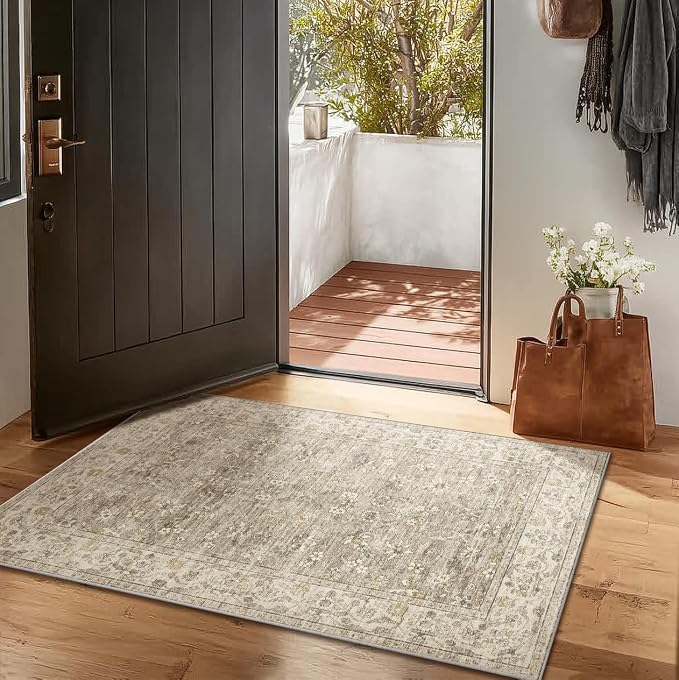 Washable Entryway Small Area Rugs: Door Mat Indoor Entrance 2x3 Boho Rug Stain - Image 2