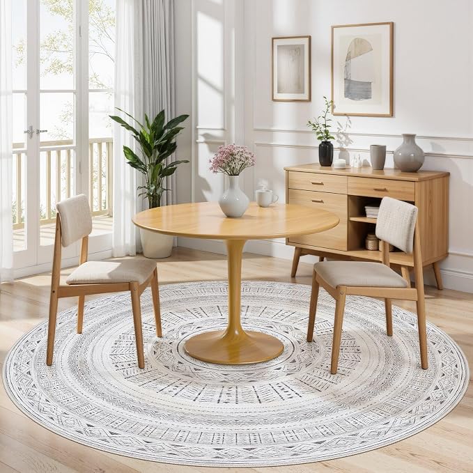 cotiled 6x6 Round Area Rugs Living Room Rug: Washable Boho Rugs - Image 4