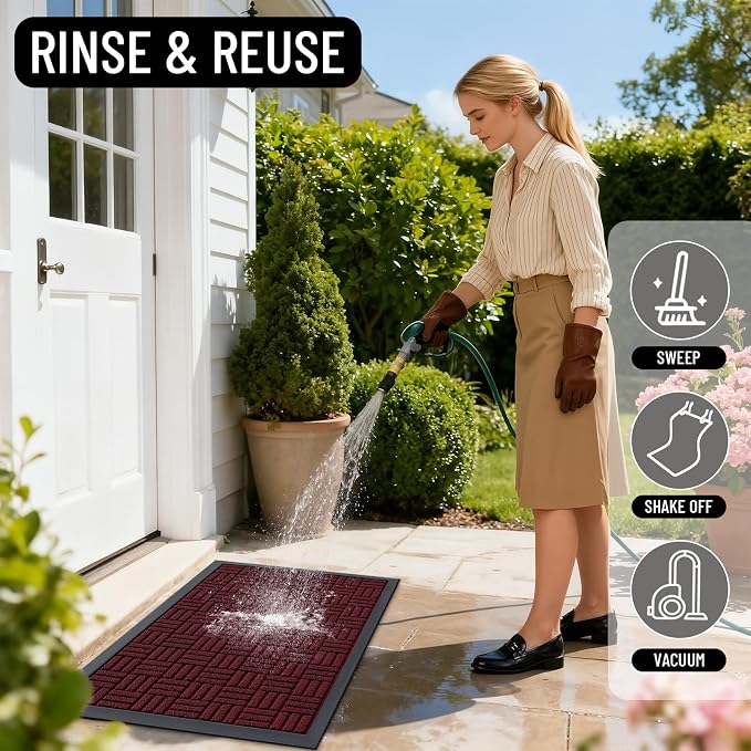 OLANLY Front Door Mat Outside Entrance 47x23, Heavy Duty Sturdy Natural Rubber - Image 8