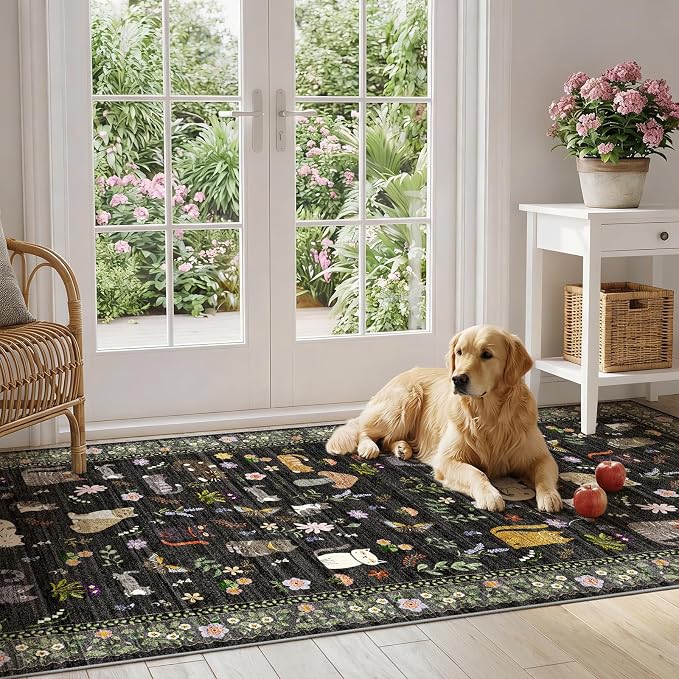 3x7 Washable Rug Runner, Non Slip Low Pile Hallway Cat Runner Rug, Stain - Image 2