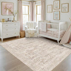 Latte&Fog Washable Beige Rugs for Bedroom, Vintage 5x7 Area Rug for Living Room - Image 4