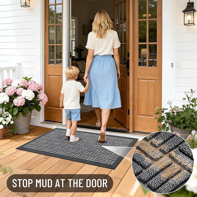 OLANLY Front Door Mat Outside Entrance 47x32, Heavy Duty Sturdy Natural Rubber - Image 7