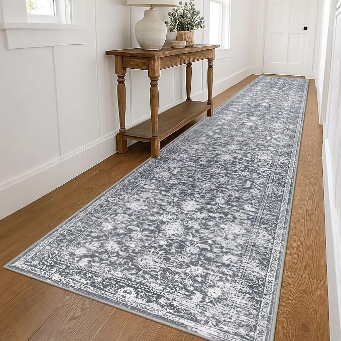 KILOCOCO Hallway Runner 3x18 Rug Runner Printed Vintage Floral Washable Kitchen - Image 8