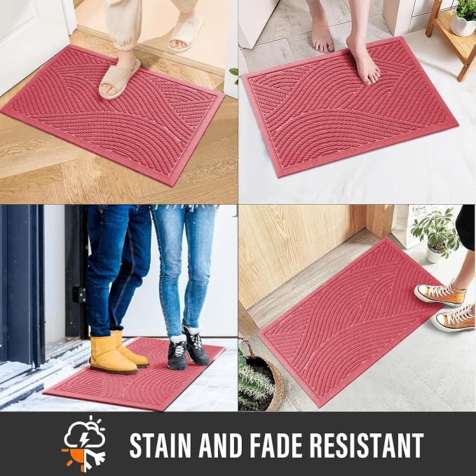 HIYARD Sturdy Front Door Mat, Absorbent Muddy Dirt Resist Welcome Door Mats - Image 4