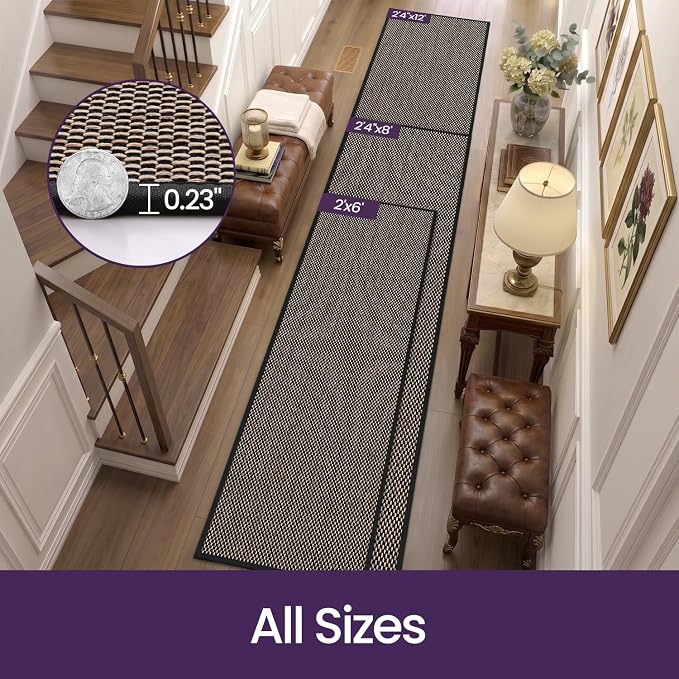 DEX Hallway Runner Rug 2'4''x12, Non Slip Rubber Backing Inside Entryway Carpet - Image 2