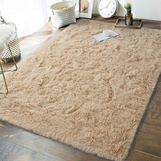 Andecor Soft Fluffy Bedroom Rugs, 8 x 10 Feet Indoor Shaggy Plush Area Rug by Andecor