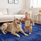 6x9 Area Rugs for Living Room Rug: Soft Fluffy Shag Navy Blue Rugs for Bedroom - Image 3