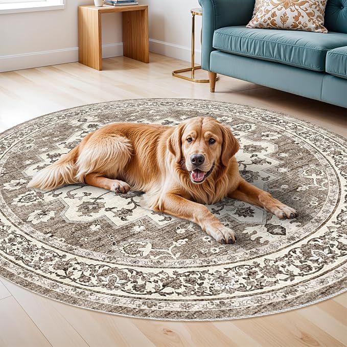TOPRUUG Washable Oriental Area Rug - 8ft Round Rugs - Image 6