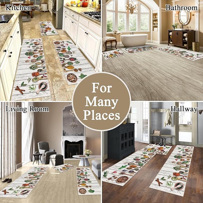 Vaukki Boho Kitchen Rug Sets 3 Pieces, Washable Kitchen Mats - Image 3