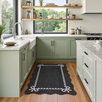 GarveeHome Scalloped Bow Rug for Kitchen Floor, Solid Rug for Dorm, Washable - Image 3