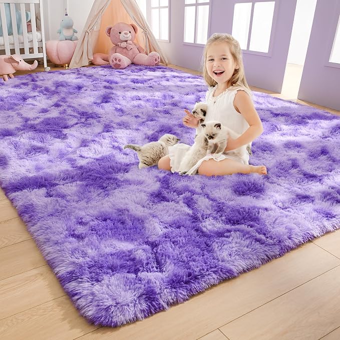 AROGAN Soft Rainbow Area Rugs for Girls Room 6x9 Feet, Fluffy Girls Bedroom Rugs by AROGANAREARUG