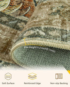 RELEANY Area Rugs Round 8ft Washable Non-Slip, Floral Vintage Distress - Image 4