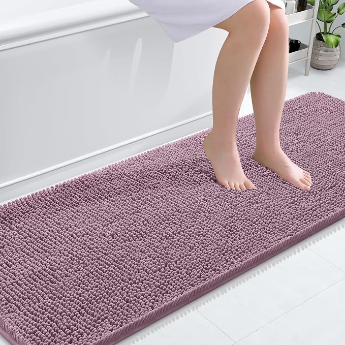 OLANLY Bathroom Runner Rugs 70x24, Soft Absorbent Chenille Bath Rugs, Rubber by OLANLY