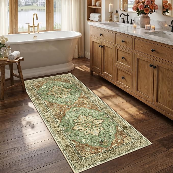RELEANY Area Rugs Runner 2'6"x5' Washable Non-Slip, Floral Vintage Distress - Image 2