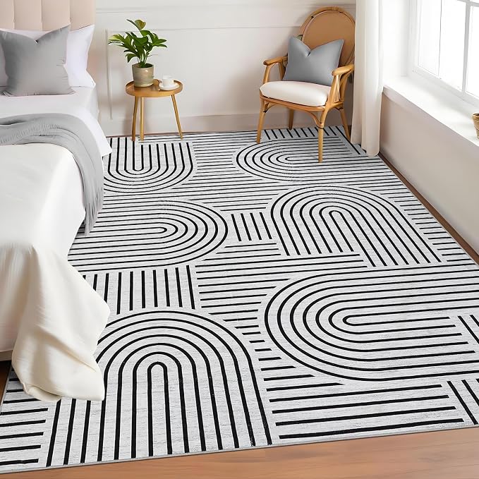 Washable Rug 4x6 Area Rugs for Living Room, Abstract Rug for Bedroom, Soft - Image 3