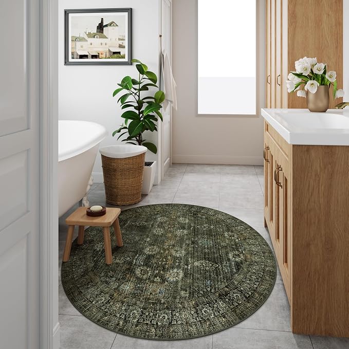 Moynesa Ultra-Thin Washable 5ft Round Rug - Image 6