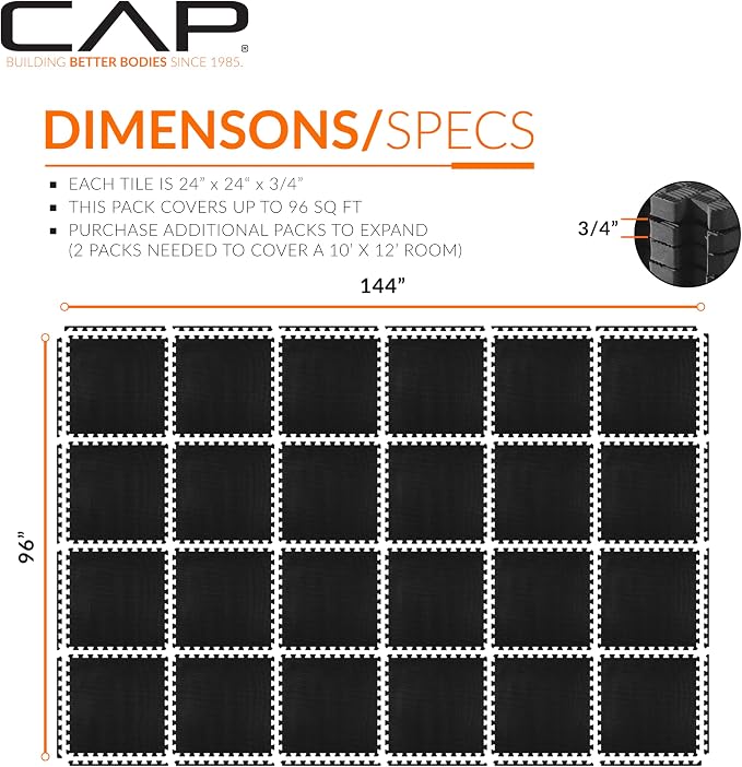 CAP Puzzle Exercise Mats | 3/4” Thick EVA Interlocking Foam Tiles - Image 4