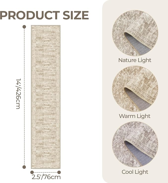 Washable Runner Rug 2.5x14, Non-Slip Long Hallway Runner - Image 2