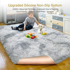 KICHOWUA Thick Area Rug Light Grey 6x9 Fluffy Shag - Image 4