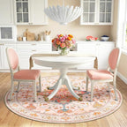 RELEANY Area Rugs Round 6ft Washable Non-Slip, Floral Vintage Distress - Image 3