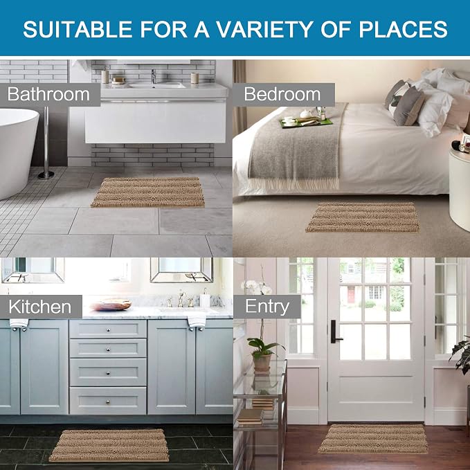 H.VERSAILTEX Bathroom Rugs Sets 2 Piece Non Slip Thick Shaggy Chenille Bathroom - Image 6