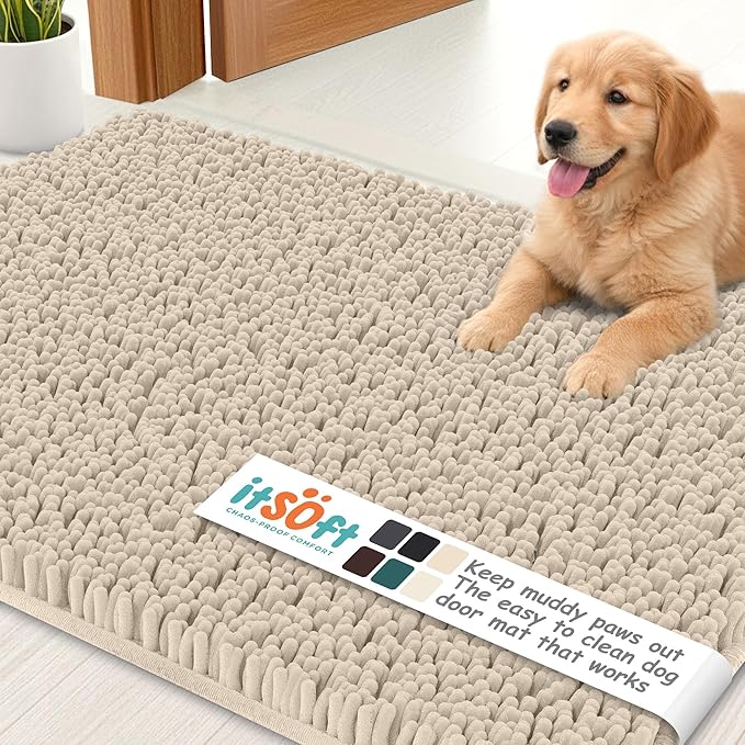 Dog Rugs for Muddy Paws 34x21 | Cleaner Mud Free Floors | Muddy Dogs Mats for by ITSOFT