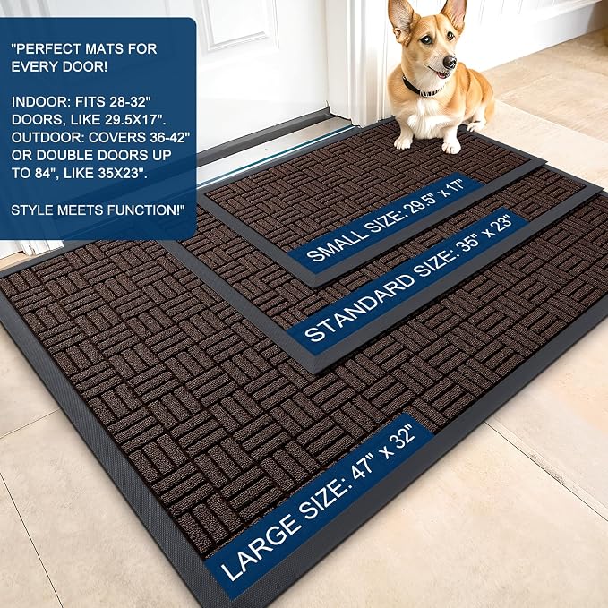 OLANLY Front Door Mat Outside Entrance 29.5x17, Heavy Duty Sturdy Natural - Image 3