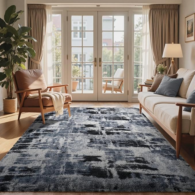 5x7 Ft Large Shag Rugs for Bedroom Living Room, Tie Dyed Ultra Soft Fluffy by Cuzwlovita