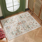 AMTOVO 2x3 Washable Entryway Area Rug Door Mat, Vintage Boho Floral Distressed by AMTOVO