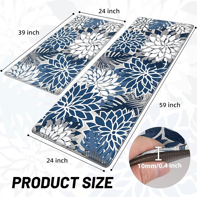 Arenarug Kitchen Mats for Floor 2PCS Cushioned Anti Fatigue Kitchen Mats - Image 2