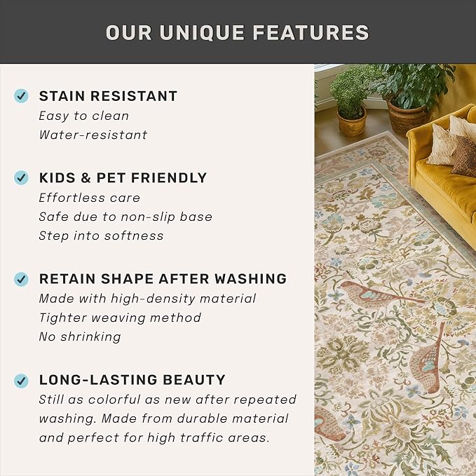 Large Washable Living Room Rug 8x12 - Image 6