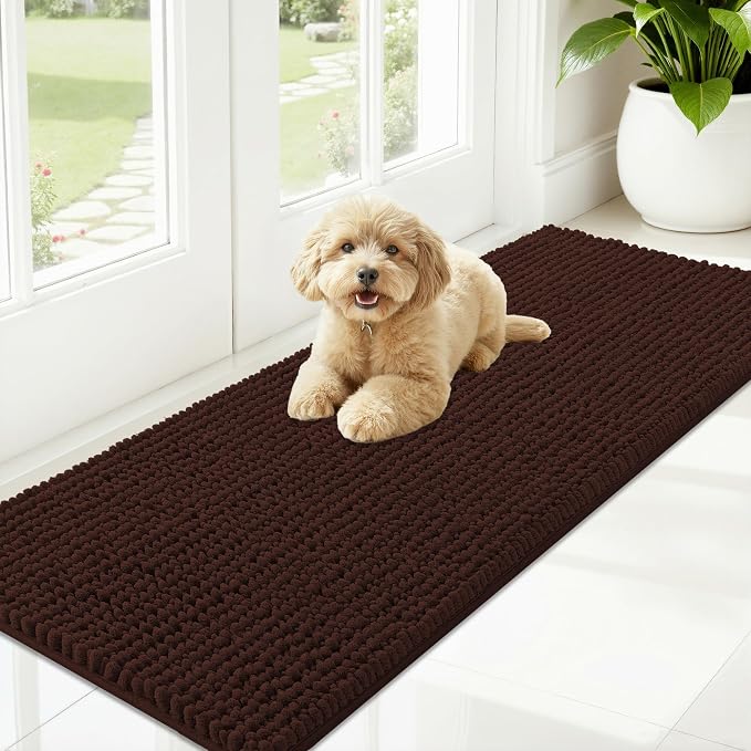 OLANLY Dog Door Mat for Muddy Paws 59x20, Ultra Absorbent Chenille Mud Doormat by OLANLY