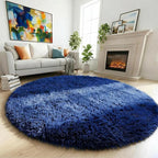 Navy Blue Round Rugs 5Ft for Boys Bedroom, Fluffy Circle Area Rug for Kids - Image 5