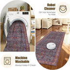 Washable Area Rug 2'6'' x 8' Vintage Traditional Persian Mat - Image 7