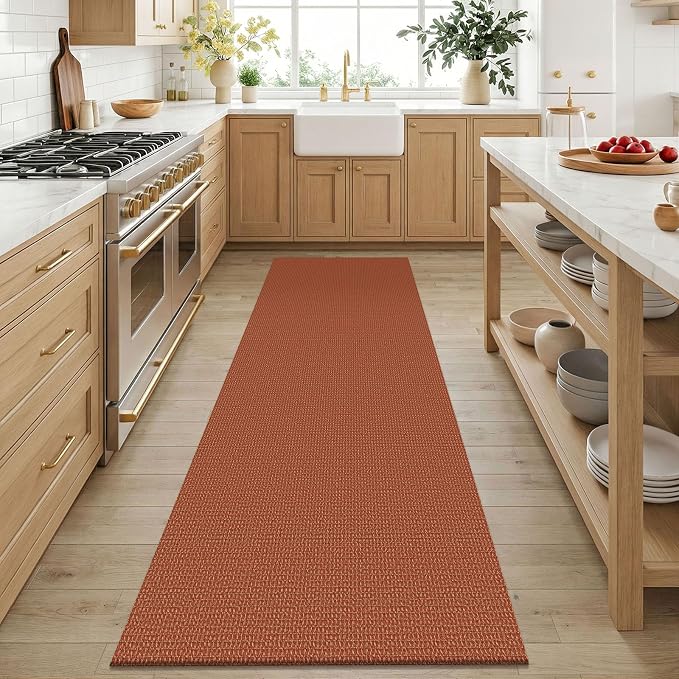 KOZYFLY Orange 3x6 Washable Runner Rug, Non Slip Wide Runners - Image 2