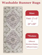 SERISSA Boho Washable Runner Rug, 2x5 Rug Non-Slip Vintage Earth Tone Hallway - Image 2