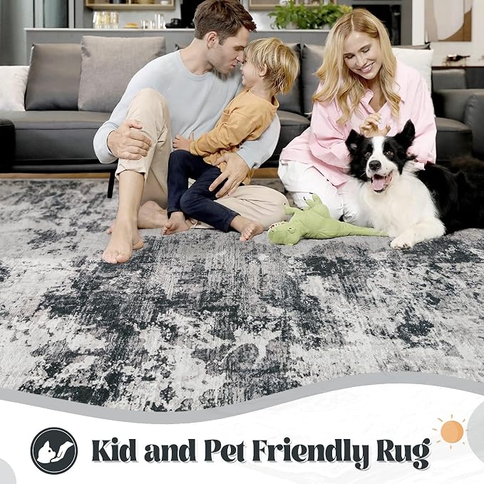 XLUEZ 8x10 Area Rugs for Living Room, Washable Modern Abstract Large Area Rug - Image 3