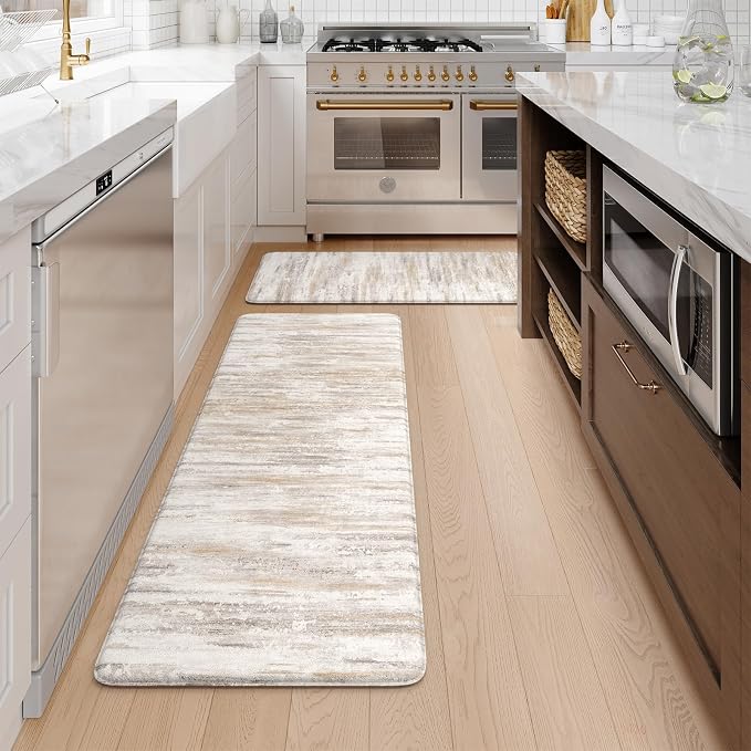KIMODE Kitchen Mats Cushioned Anti Fatigue, Abstract Kitchen Rugs Sets of 2 - Image 9