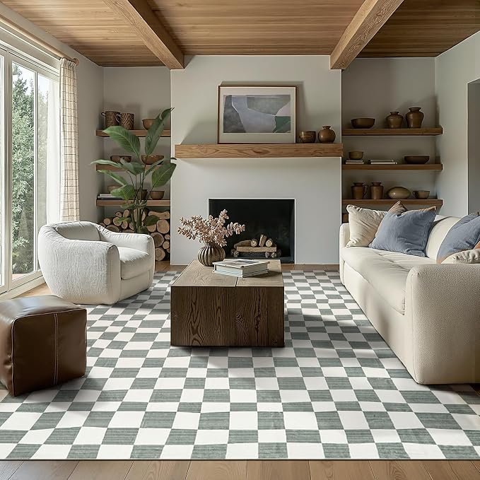 jinchan 8x10 Checkered Area Rugs - Image 9