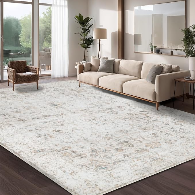 Washable 10×14 Area Rug for Living Room, Vintage Floral Rug Soft Non Slip Stain by Dotiiorug