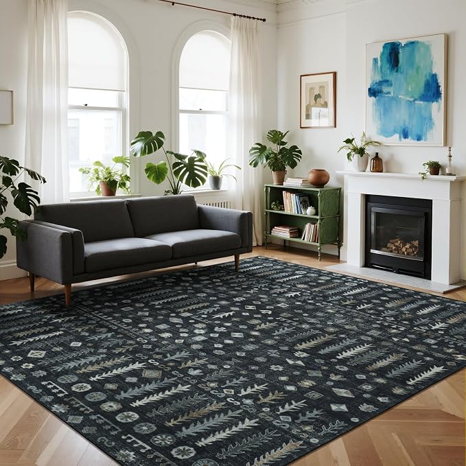 Washable Rugs 8x10 Area Rugs for Living Room, Dining Room- Soft Low Pile by Lbris