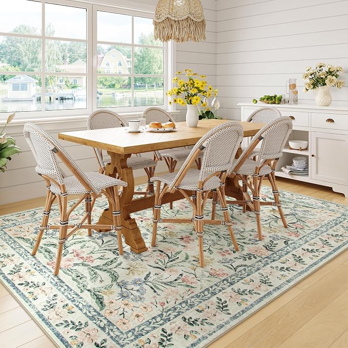 Wonnitar Washable 6x9 Area Rugs, Soft Floral Rug - Image 7