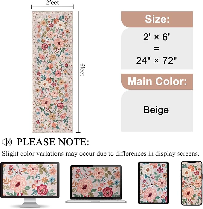 DUKINO 2x6 Runner Rug for Hallway, Washable Kitchen Runner Rug - Image 2