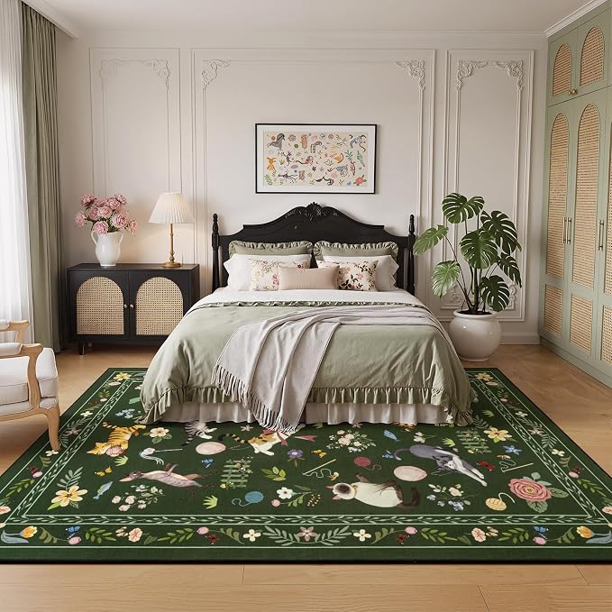 Unirea 6x9 Dark Green Cat Area Rug - Image 8
