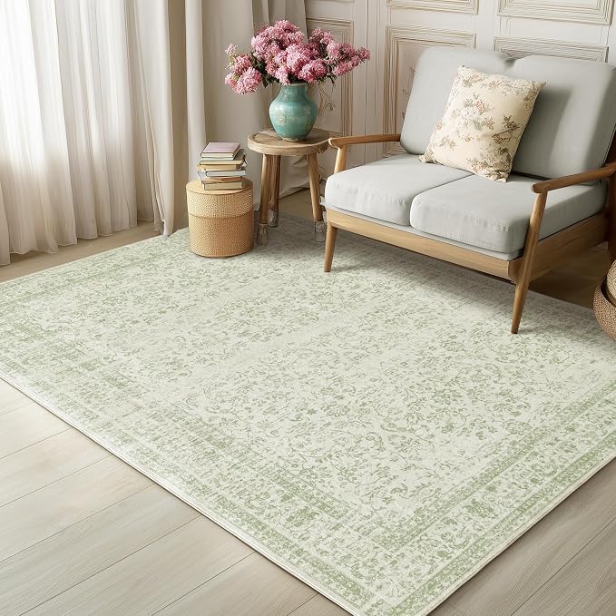 Sage Green Boho Front Door Mat for Indoor Entrance Washable Non Slip Cute - Image 2