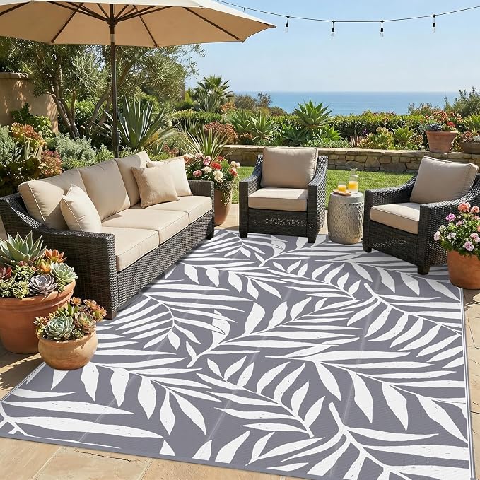 Smiry Outdoor Rug 9x12 ft, Waterproof Reversible Plastic Straw Rugs, Outdoor by Smiry