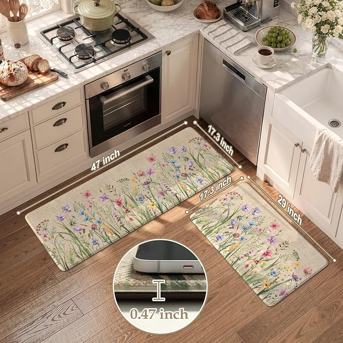 KIMODE Anti Fatigue Kitchen Mat, Farmhouse Kitchen Floor Mats Non-Slip Cushioned - Image 3