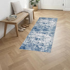 2'x5'Runner Rug Washable Rug: Modern Abstract Soft Thin Runner Rug Blue - Image 3