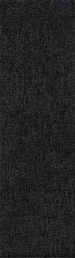 CAMILSON Indoor and Outdoor Runner Rug Dark Gray Black Solid Boho Woven Design - Image 3